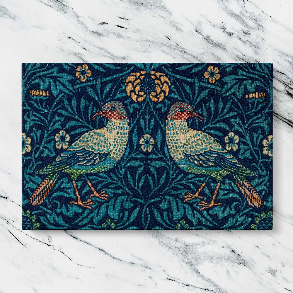 Birds and Foliage Pattern canvas artwork displayed on a marble background
