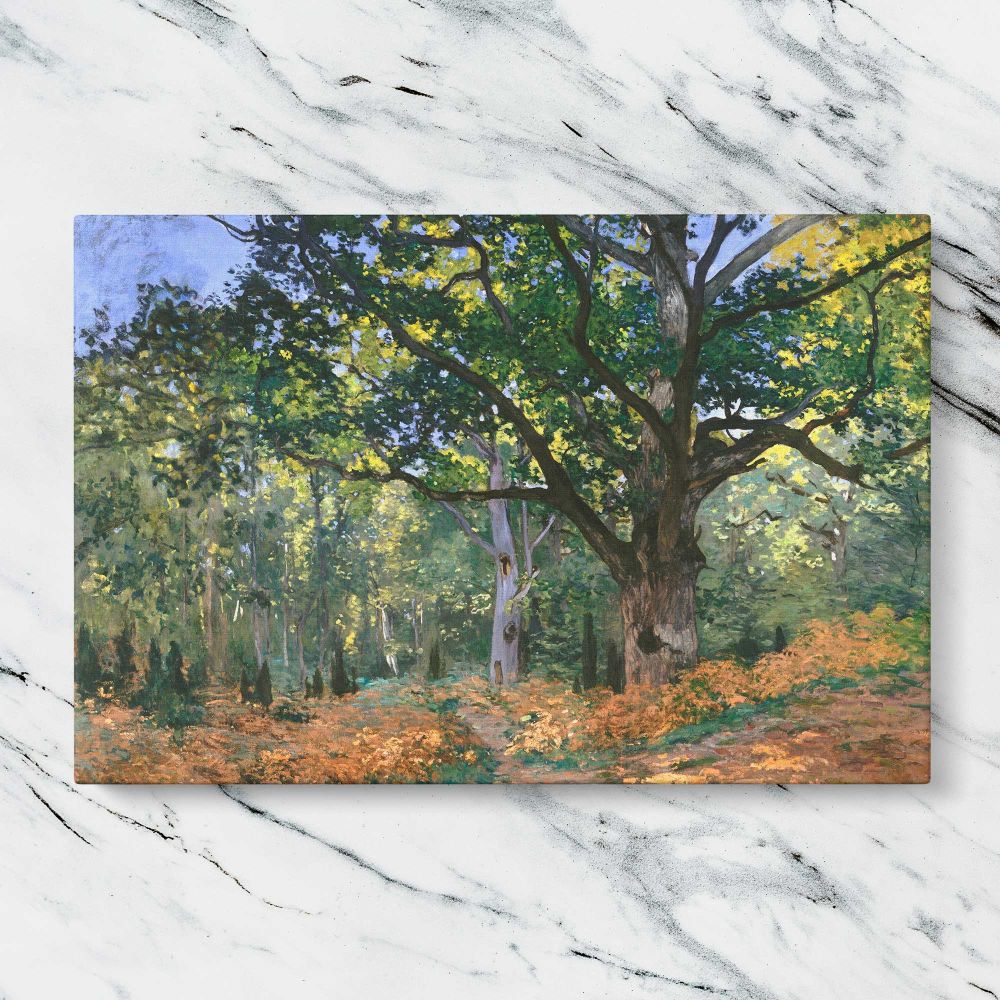 The Bodmer Oak Fontainebleau Forest canvas artwork displayed on a marble background