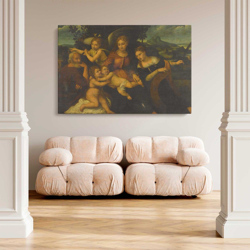 Holy Family with Saint Catherine canvas wall art in room setting 5