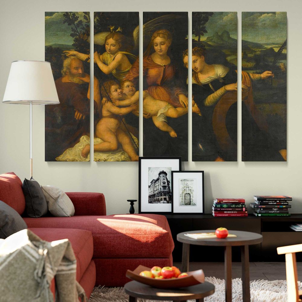 Holy Family with Saint Catherine canvas wall art in room setting 6