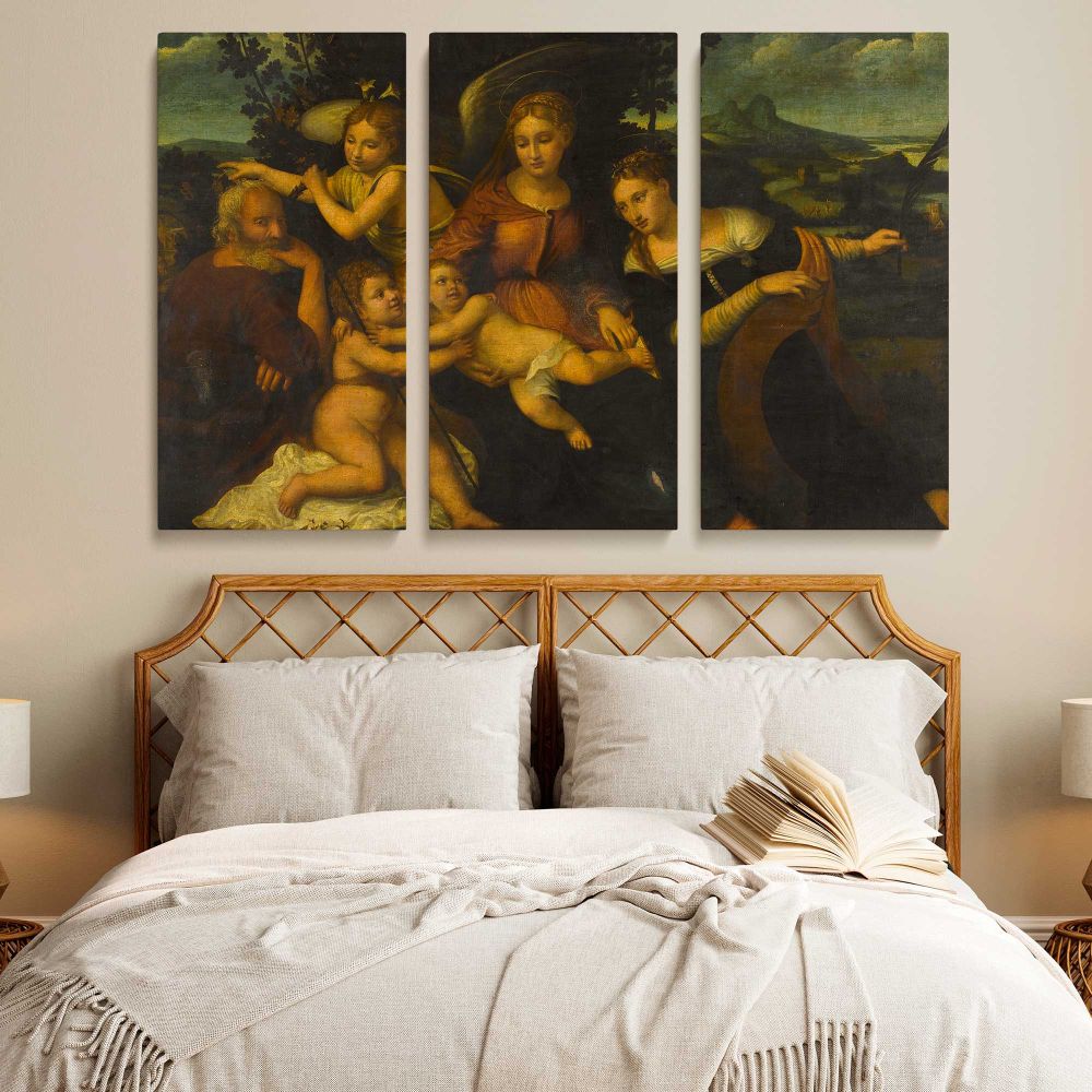 Holy Family with Saint Catherine canvas wall art in room setting 7