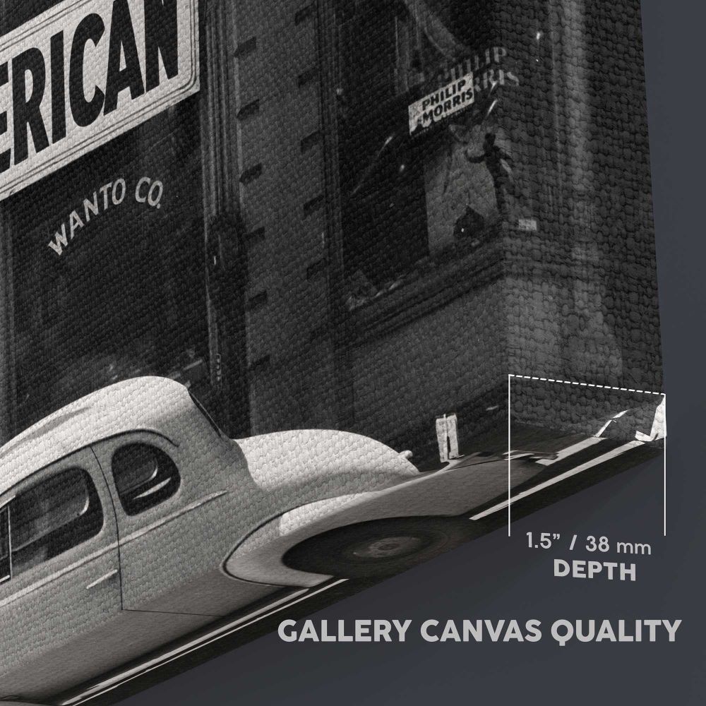 I Am an American Vintage Street Photograph canvas texture and wrapped edge closeup