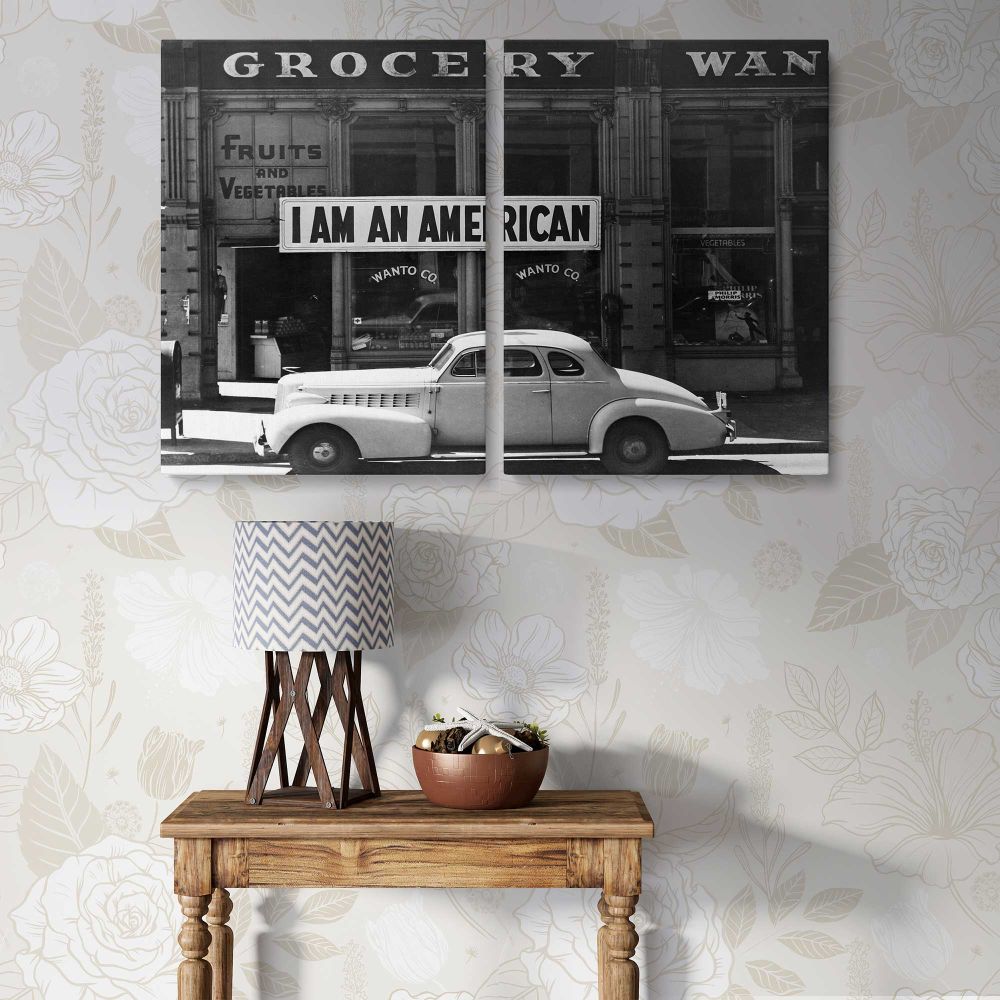 I Am an American Vintage Street Photograph canvas wall art in room setting 7
