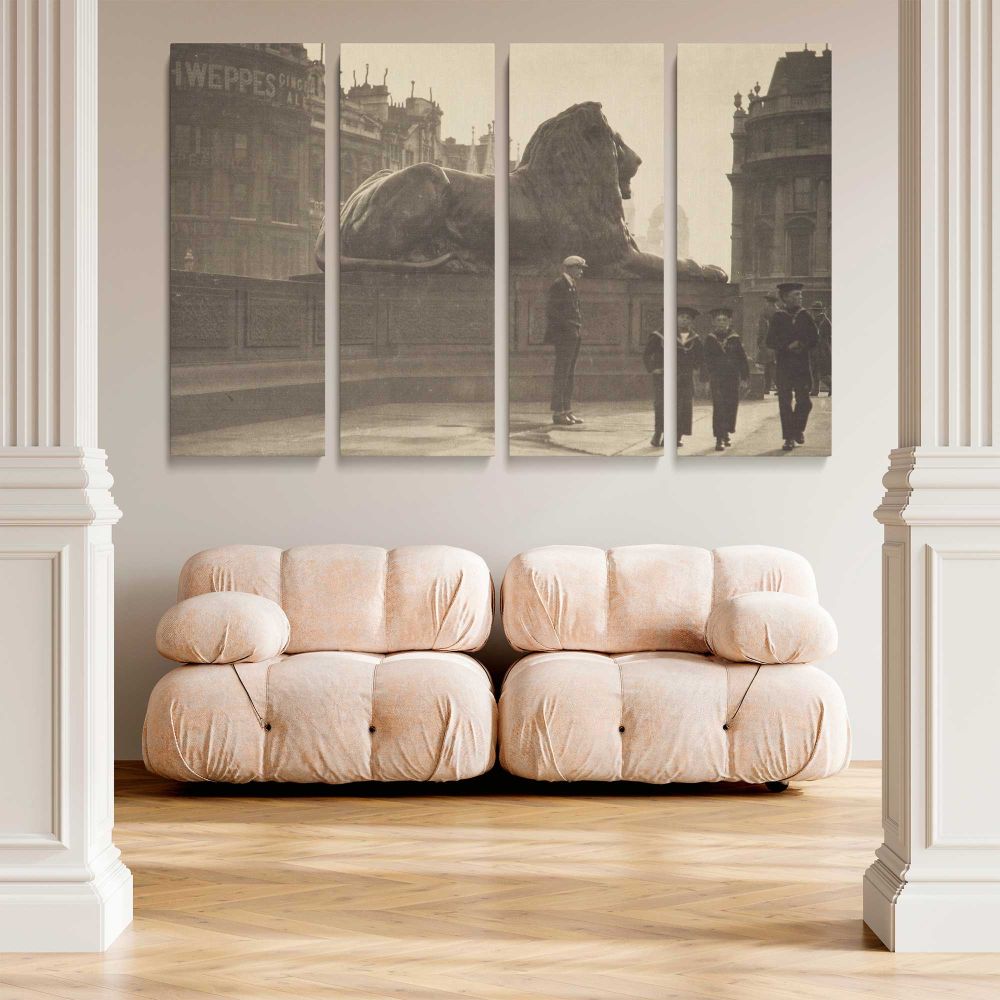 Trafalgar Square Lion Vintage Photograph canvas wall art in room setting 5