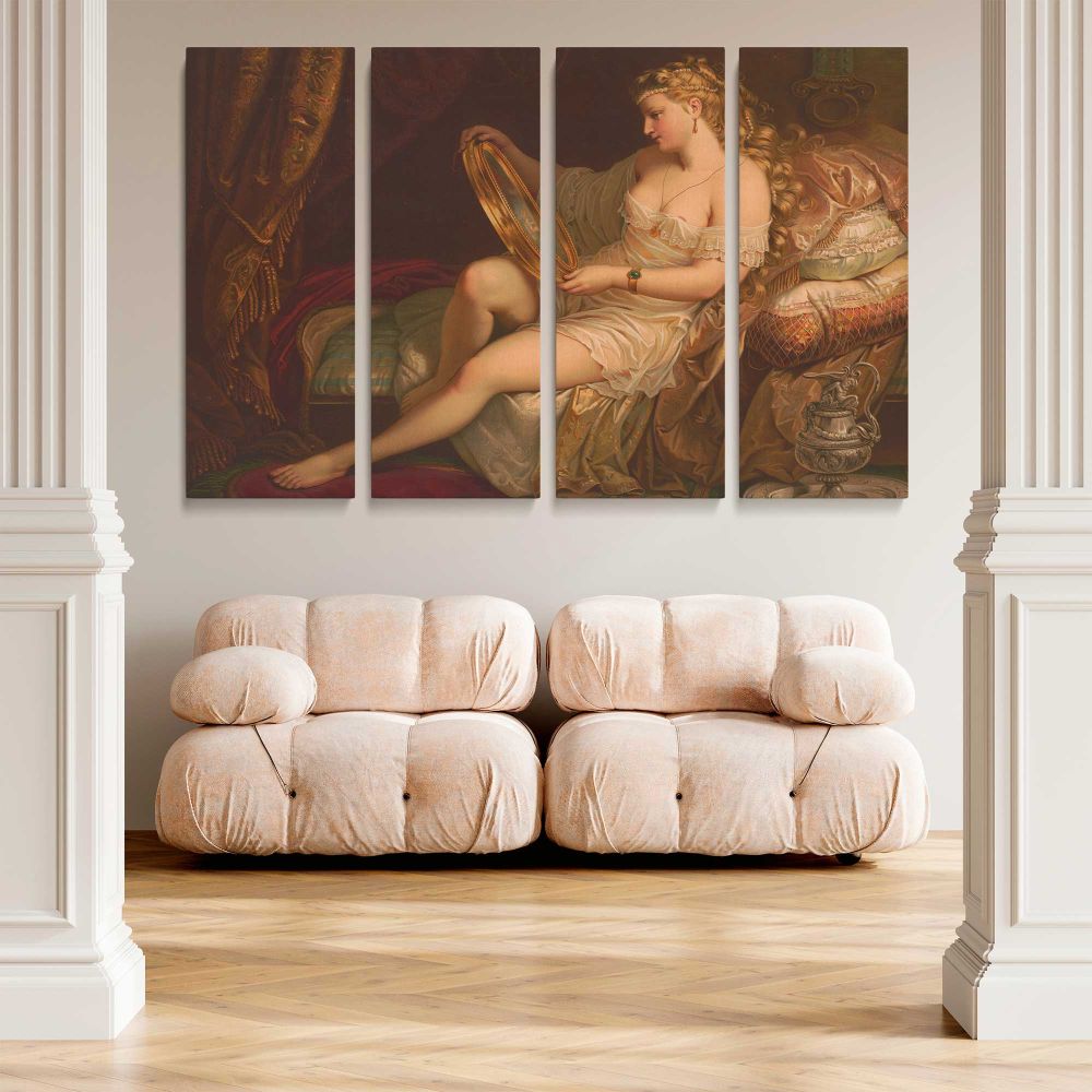 Woman with a Mirror in a Classical Interior canvas wall art in room setting 4