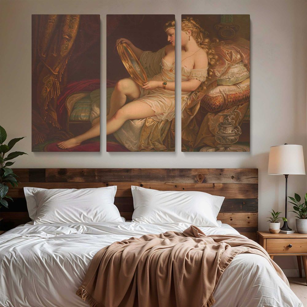 Woman with a Mirror in a Classical Interior canvas wall art in room setting 7