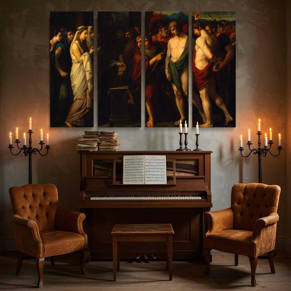 Pylades and Orestes Brought as Victims before Iphigenia canvas wall art in room setting 5