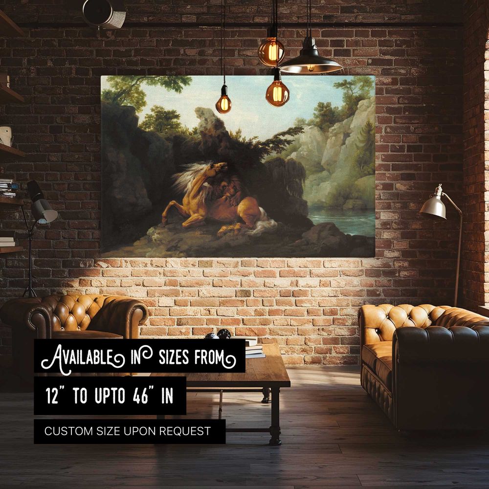 Horse Devoured by a Lion canvas wall art in room setting 4