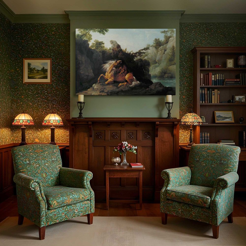 Horse Devoured by a Lion canvas wall art in room setting 7