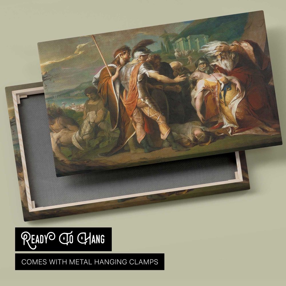 King Lear Weeping over the Dead Body of Cordelia canvas front and rear frame view