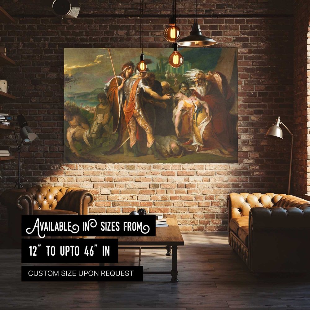 King Lear Weeping over the Dead Body of Cordelia canvas wall art in room setting 4
