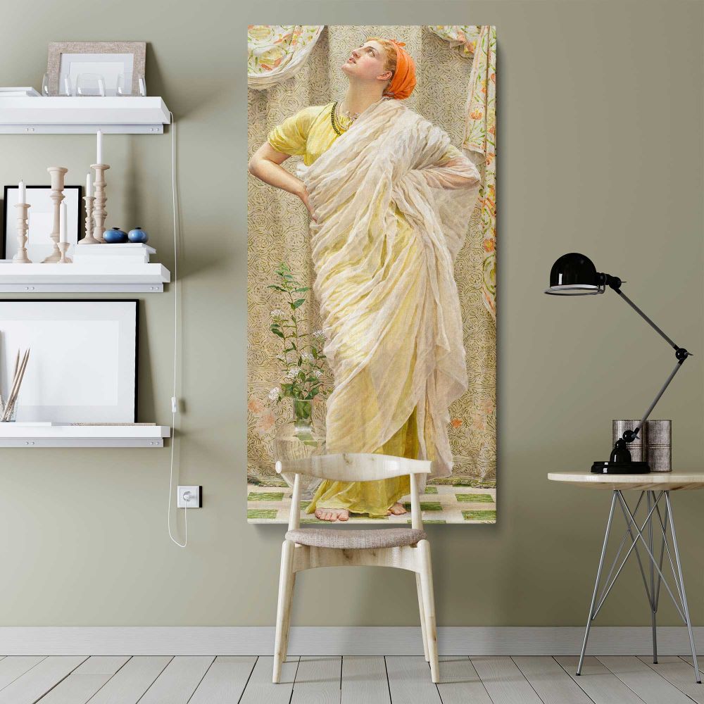 Canaries 1841 1893 by Albert Joseph Moore canvas wall art shown in a modern interior
