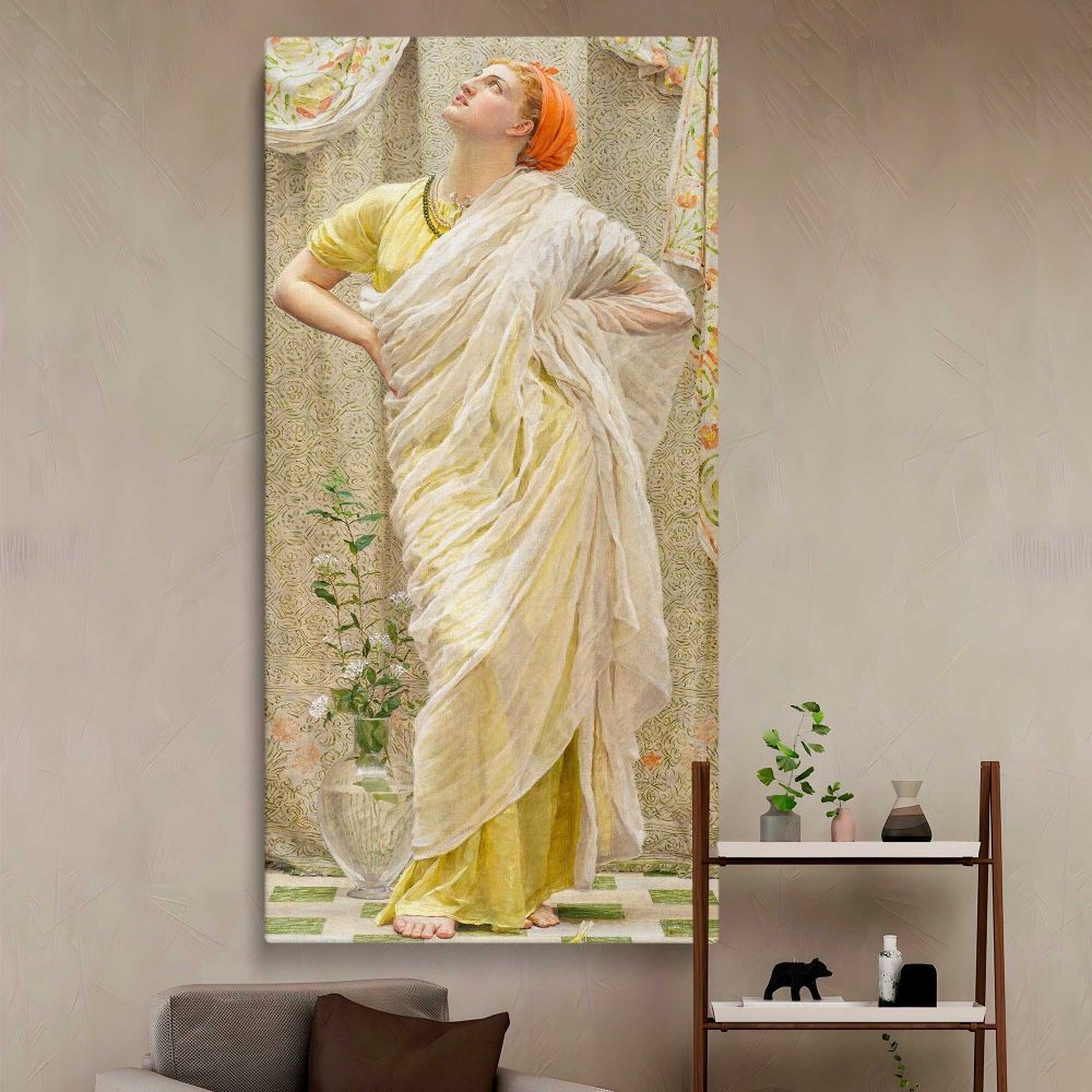 Canaries 1841 1893 by Albert Joseph Moore canvas wall art in a styled interior