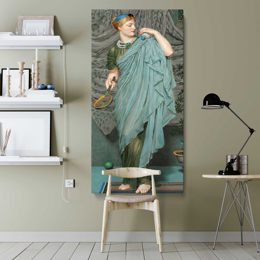 Battledore 1868 1870 by Albert Joseph Moore canvas wall art shown in a modern interior