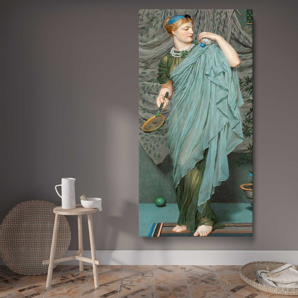 Battledore 1868 1870 by Albert Joseph Moore canvas wall art displayed in a contemporary room