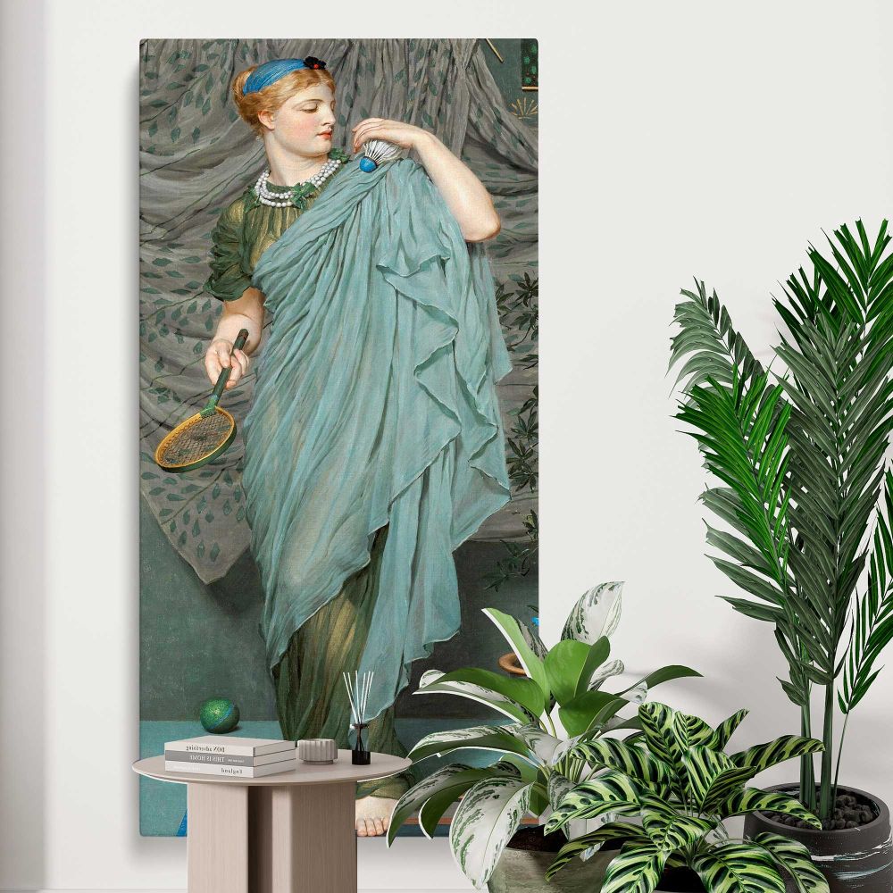 Battledore 1868 1870 by Albert Joseph Moore canvas print displayed in a modern interior