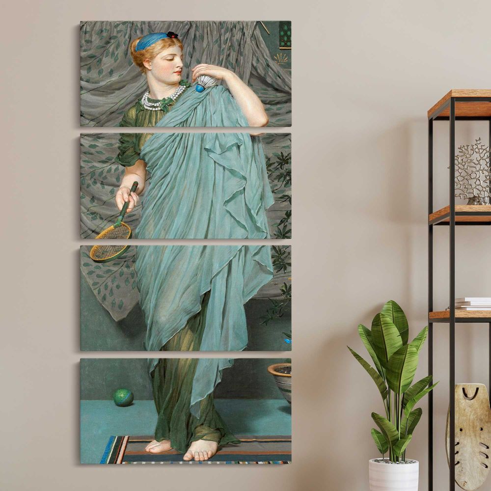 Battledore 1868 1870 by Albert Joseph Moore three panel canvas wall art room mockup