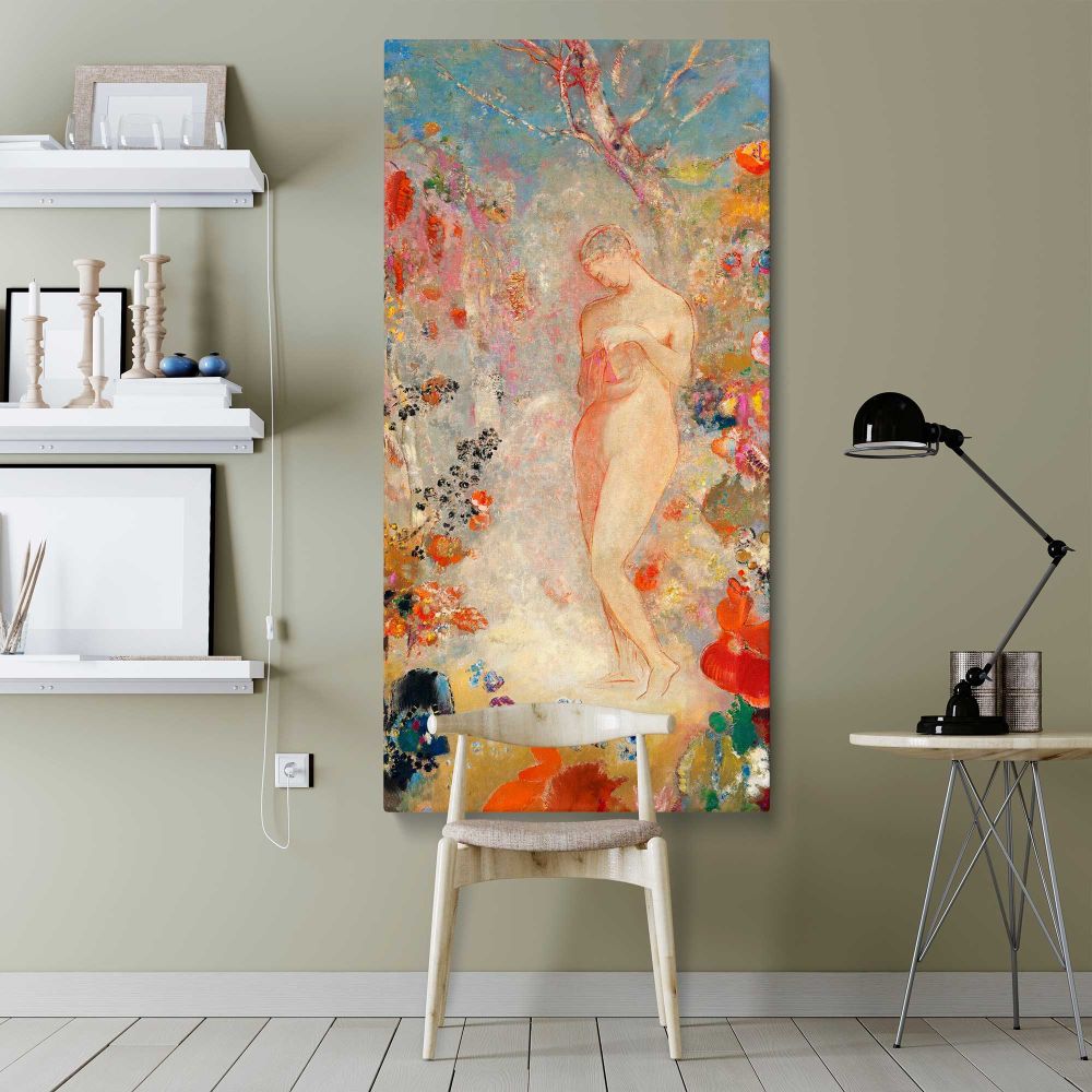 Pandora 1914 by Odilon Redon canvas wall art shown in a modern interior