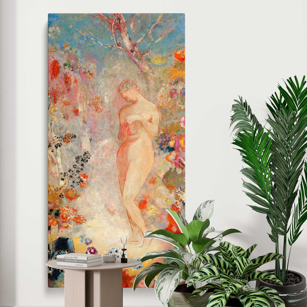 Pandora 1914 by Odilon Redon canvas print displayed in a modern interior