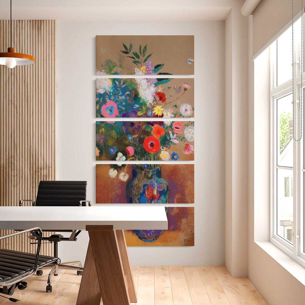 Vintage by Odilon Redon five panel canvas wall art office mockup