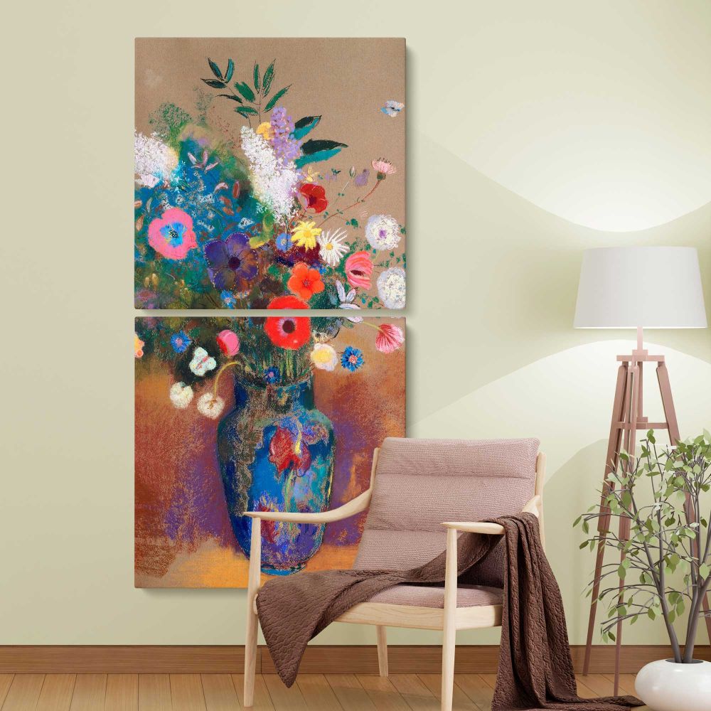 Vintage by Odilon Redon two panel canvas wall art room mockup