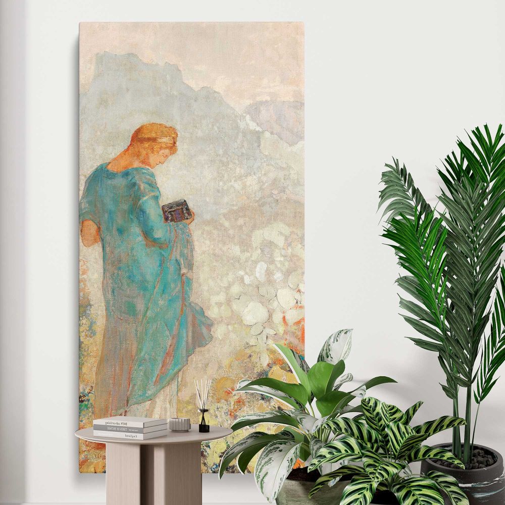 Pandora 1910 1912 by Odilon Redon canvas print displayed in a modern interior