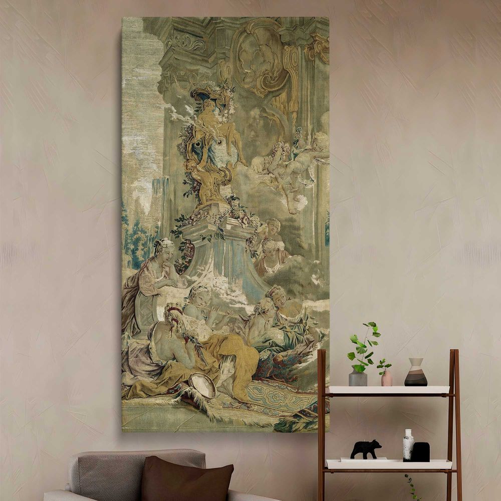 Psyches Entrance into Cupids Palace left fragment from The Story of Psyche by Francois Boucher canvas wall art in a styled interior