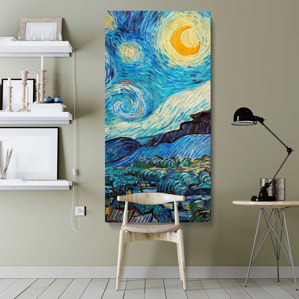 Starry Night Van Goghs artwork by Vincent van Gogh canvas wall art shown in a modern interior