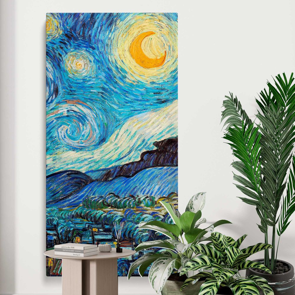 Starry Night Van Goghs artwork by Vincent van Gogh canvas print displayed in a modern interior