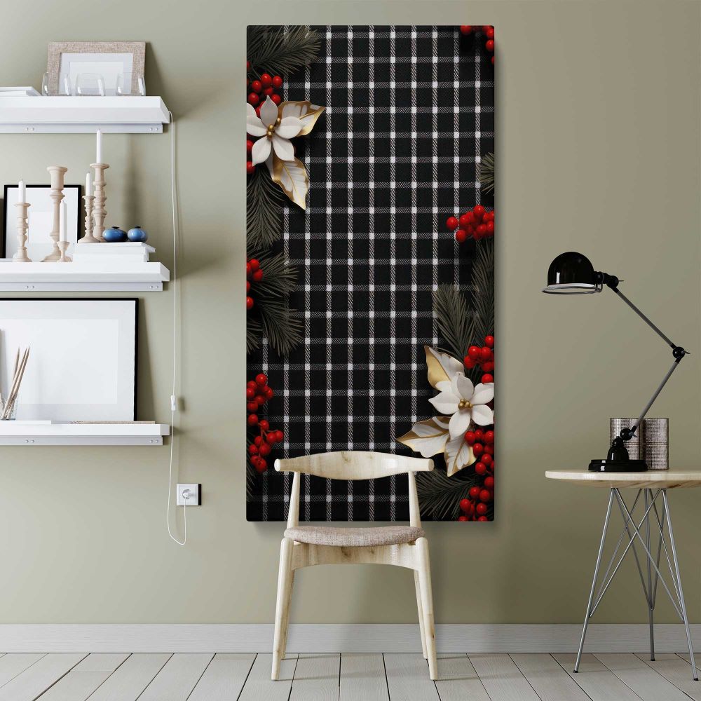 Christmas Houndstooth Floral Pattern canvas wall art shown in a modern interior