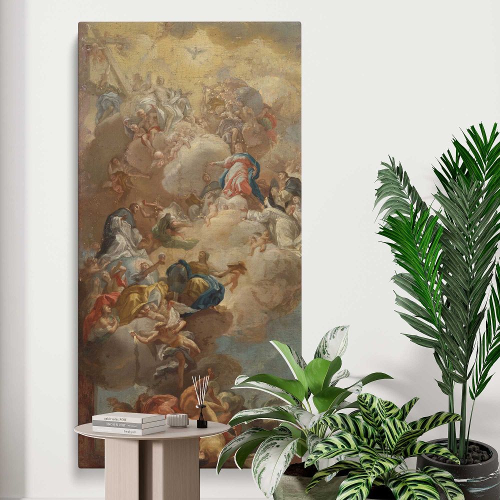 The Glorification of Saint Dominic 1710 1785 by Francesco Solimena canvas print displayed in a modern interior