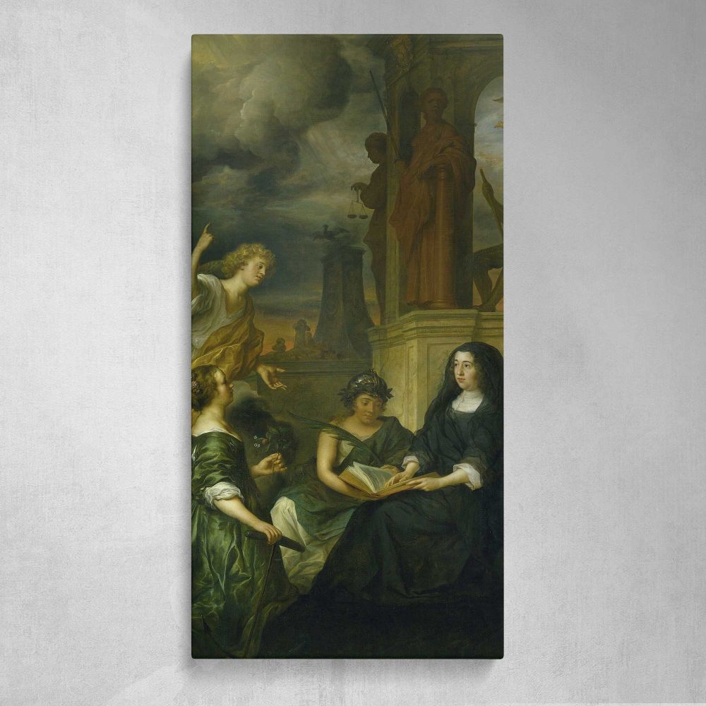 Allegory on the Memory of Frederik Hendrik 1584 1647 Prince of Orange with the Portrait of his Widow Amalia van Solms 1654 by Govert Flinck Canvas Wall Art Print