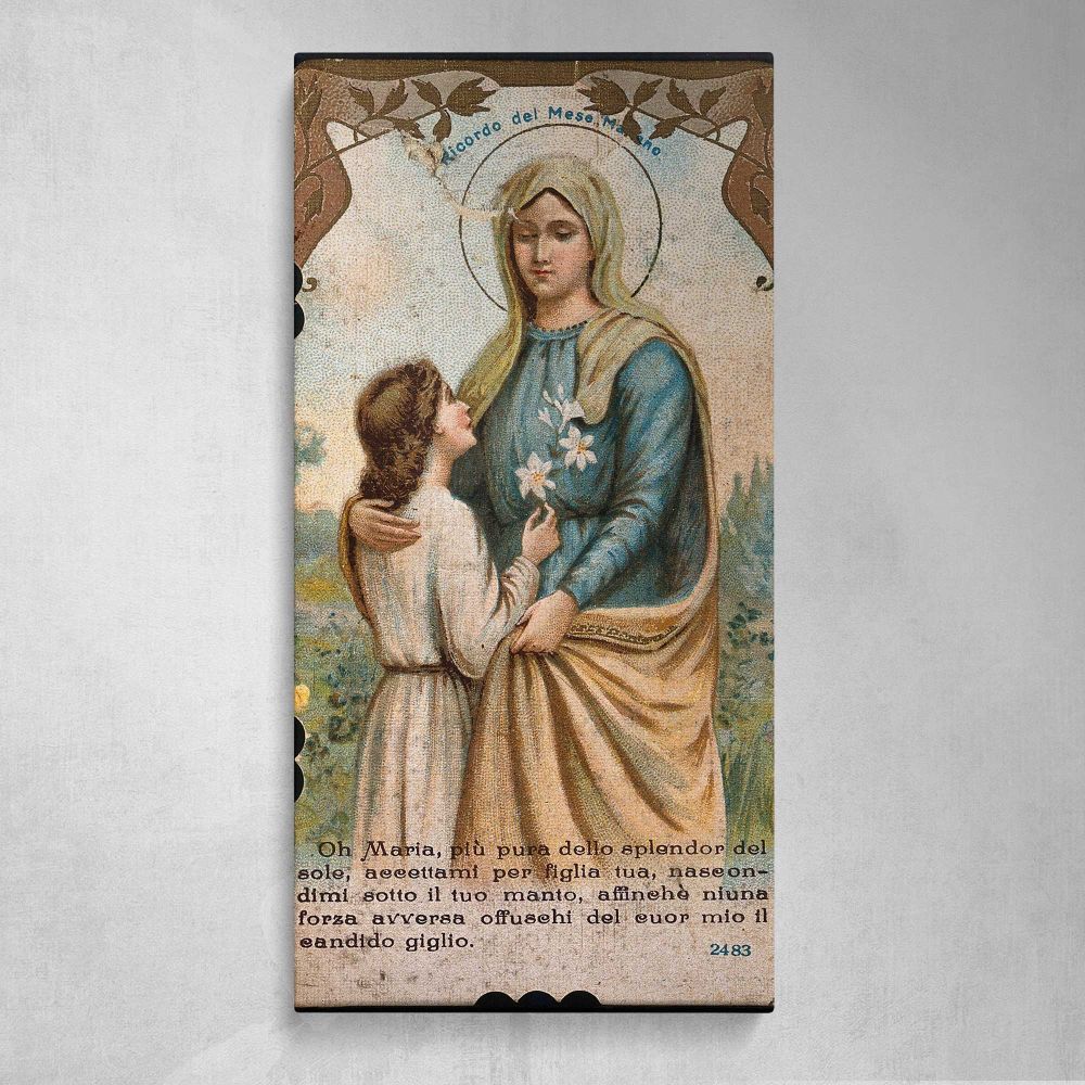 Vintage Virgin Mary Devotional Portrait Canvas Wall Art Print
