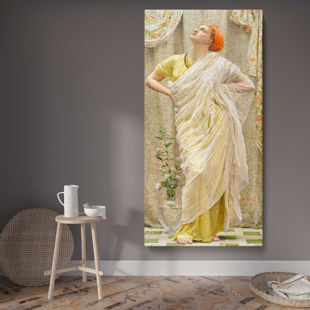 Canaries 1841 1893 by Albert Joseph Moore canvas wall art displayed in a contemporary room