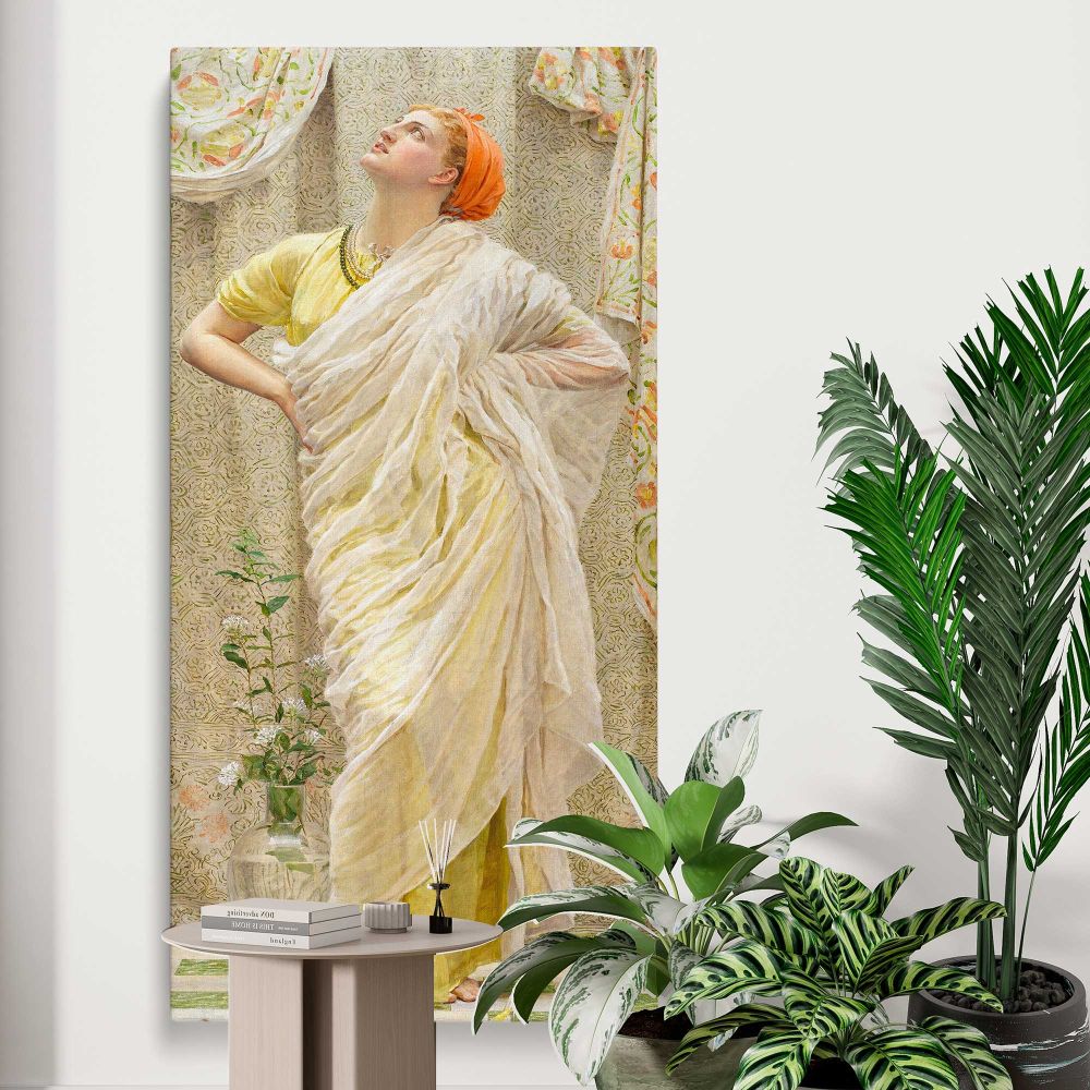 Canaries 1841 1893 by Albert Joseph Moore canvas print displayed in a modern interior