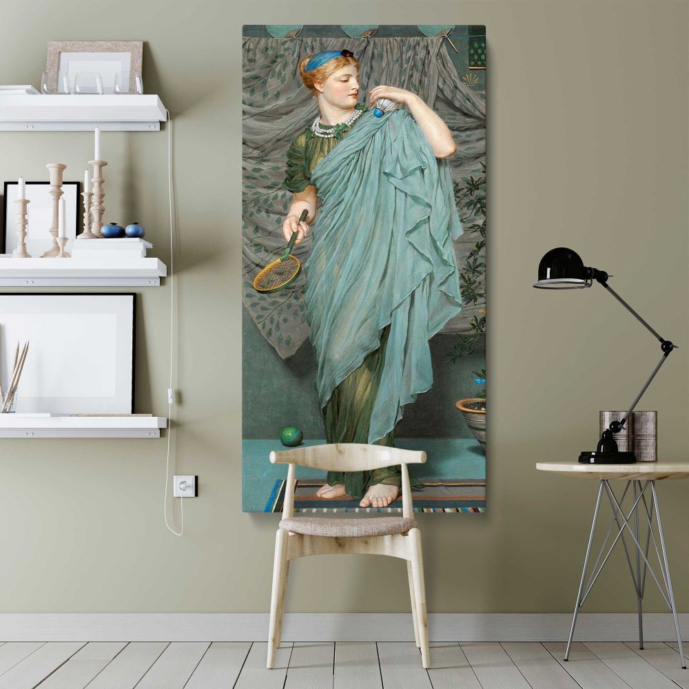 Battledore 1868 1870 by Albert Joseph Moore canvas wall art shown in a modern interior