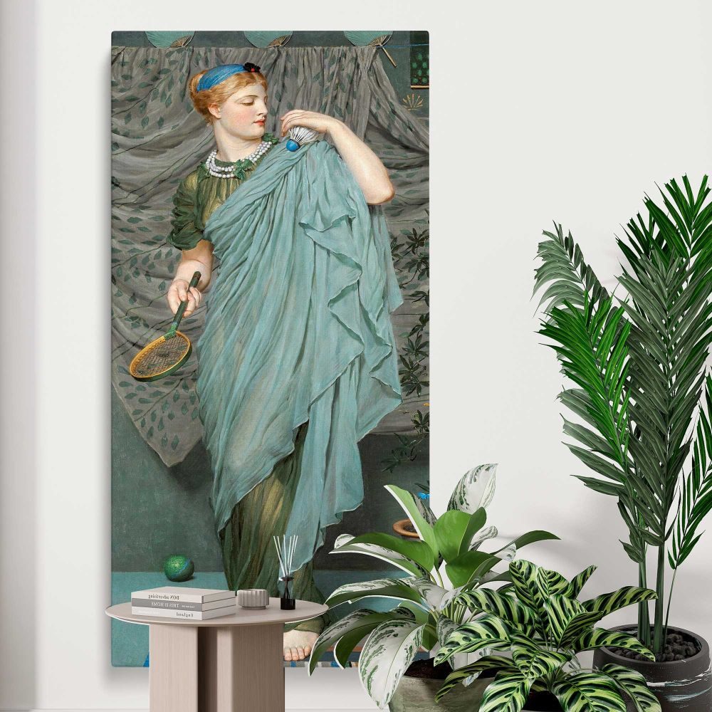 Battledore 1868 1870 by Albert Joseph Moore canvas print displayed in a modern interior