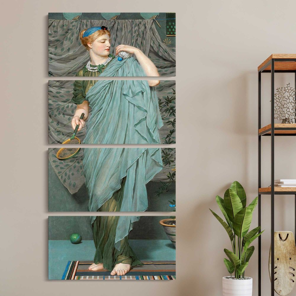 Battledore 1868 1870 by Albert Joseph Moore three panel canvas wall art room mockup