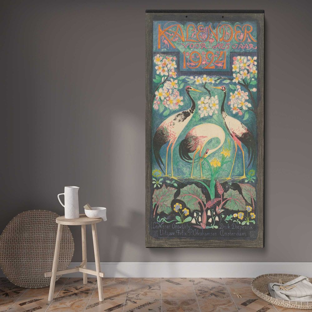Titelblad voor een kalender voor 1924 1923 by Leo Visser canvas wall art displayed in a contemporary room