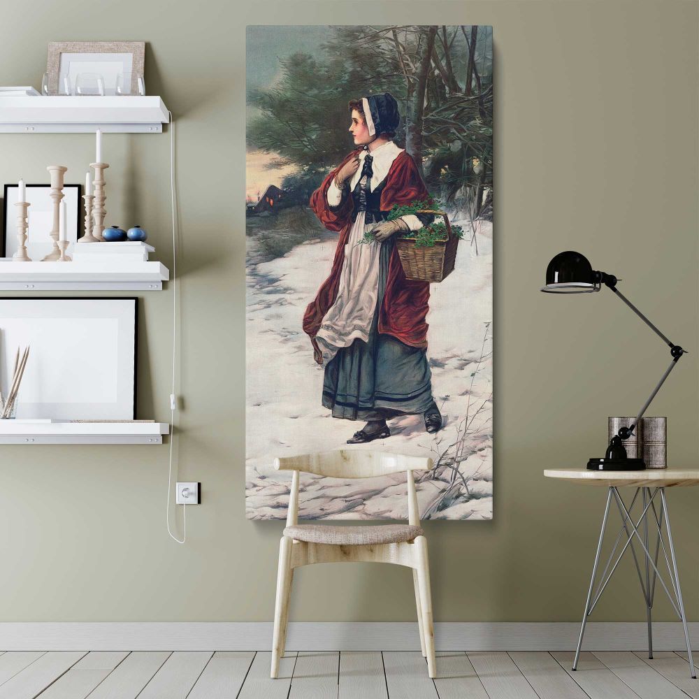 Christmas Morning 1899 by American Lithographic Co canvas wall art shown in a modern interior