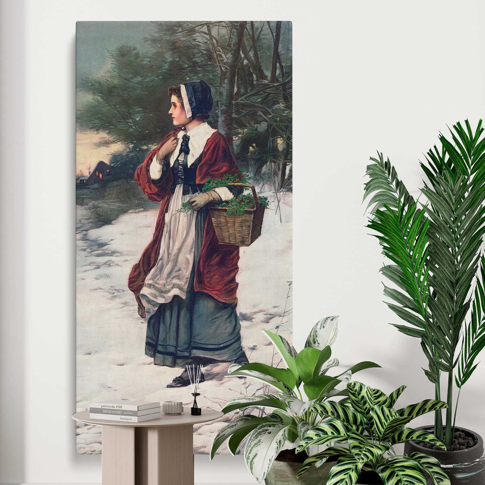 Christmas Morning 1899 by American Lithographic Co canvas print displayed in a modern interior
