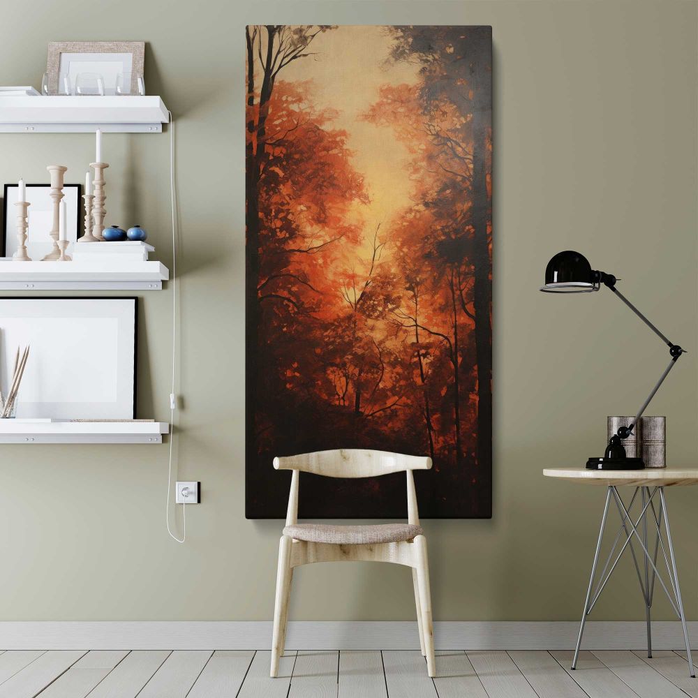 Autumn Forest Light canvas wall art shown in a modern interior