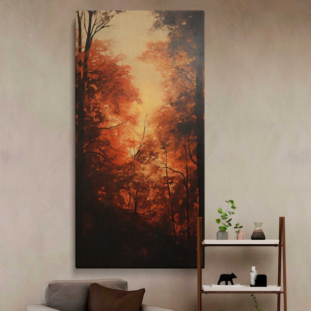 Autumn Forest Light canvas wall art in a styled interior