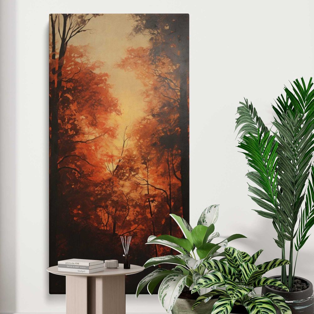 Autumn Forest Light canvas print displayed in a modern interior