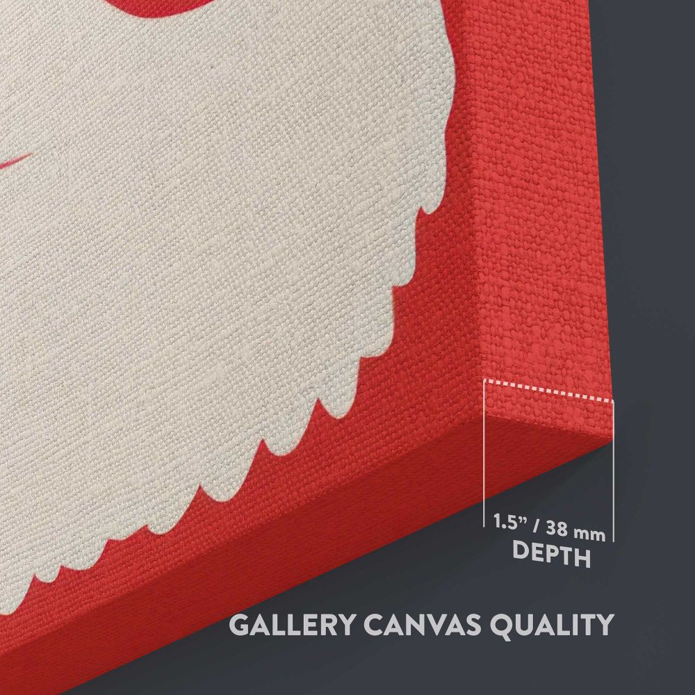 Minimalist Merry Christmas Santa close up showing gallery canvas texture and depth