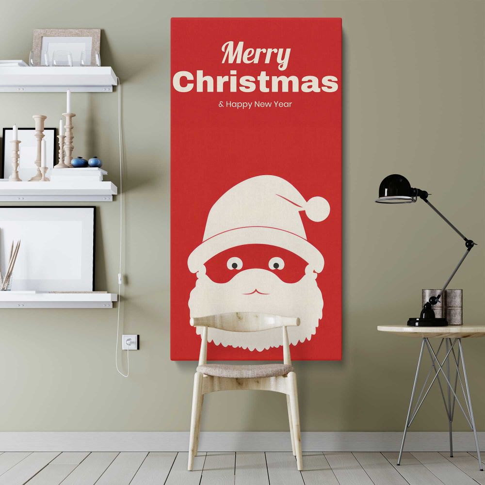 Minimalist Merry Christmas Santa canvas wall art shown in a modern interior