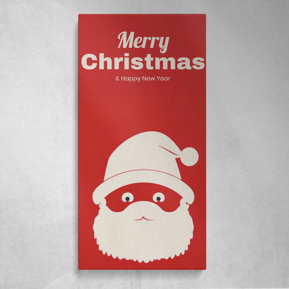 Minimalist Merry Christmas Santa Canvas Wall Art Print