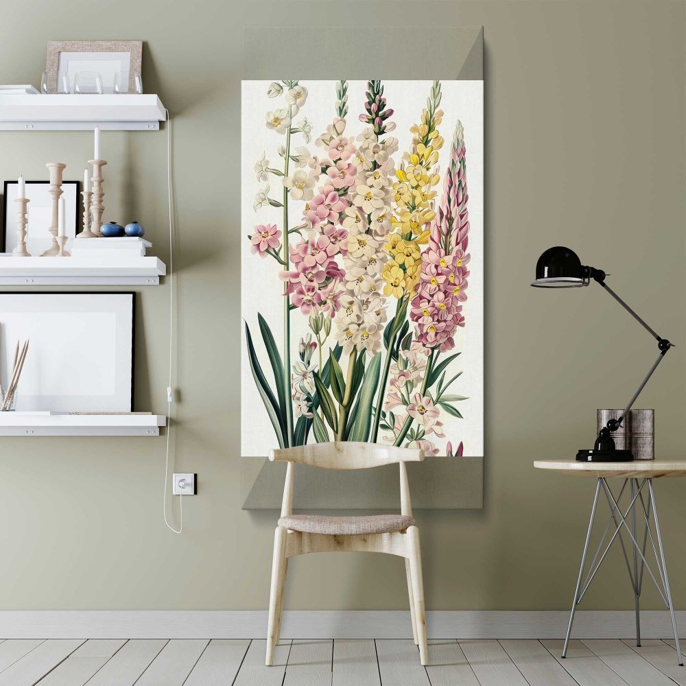 Vintage Botanical Flower Collage canvas wall art shown in a modern interior