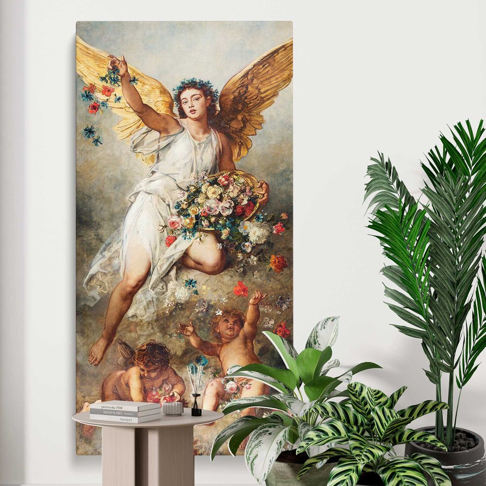Eirene 1888 vintage angel illustration by Ludwig Knaus canvas print displayed in a modern interior