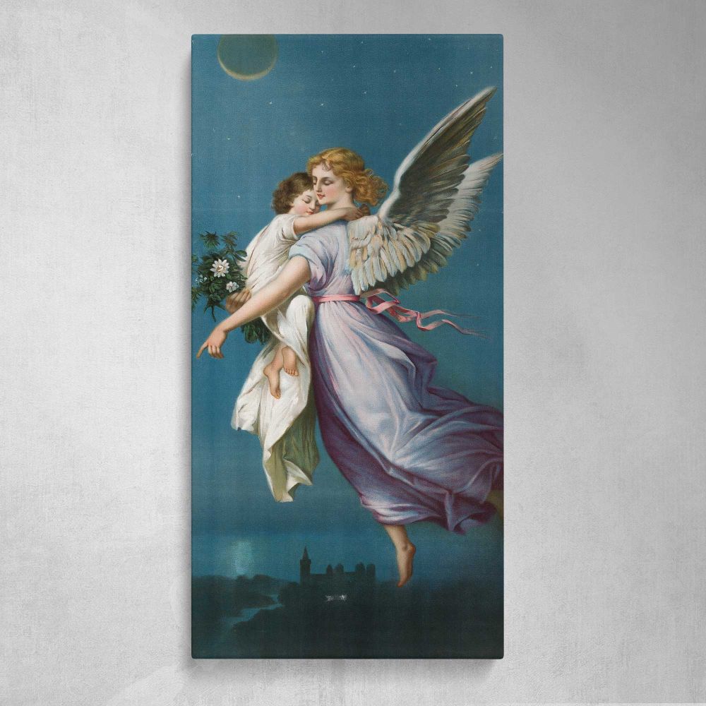 The Angel of Peace 1901 vintage angel illustration by B T Babbitt Canvas Wall Art Print